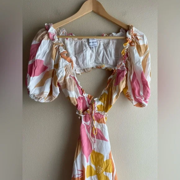 Sabo Skirt Dress Back Open Orange Pink White Small - Picture 2 of 7